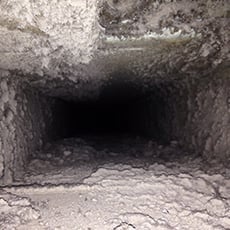 Clean metal ductwork that previously was full of dust and dirt